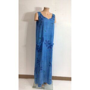 April Cornell Blue Floral Maxi Dress Womens Medium